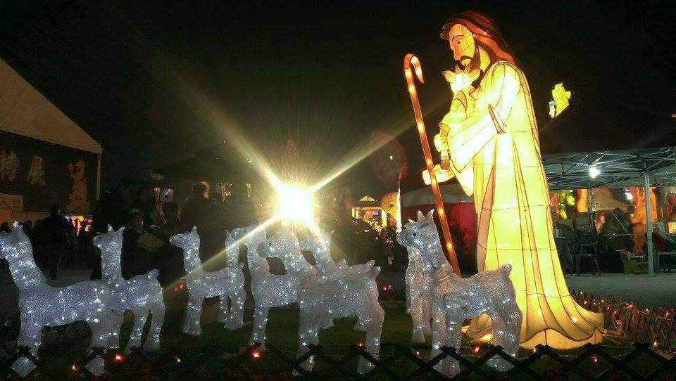 2016台灣燈會在桃園的宗教燈區，花燈「耶穌與他的牧羊人」相當逼真。